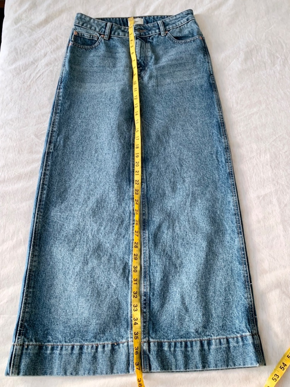 DL1961 ASRA Denim Skirt Low Rise Maxi Skirt Front Slit Full length Size 24 - Picture 8 of 9
